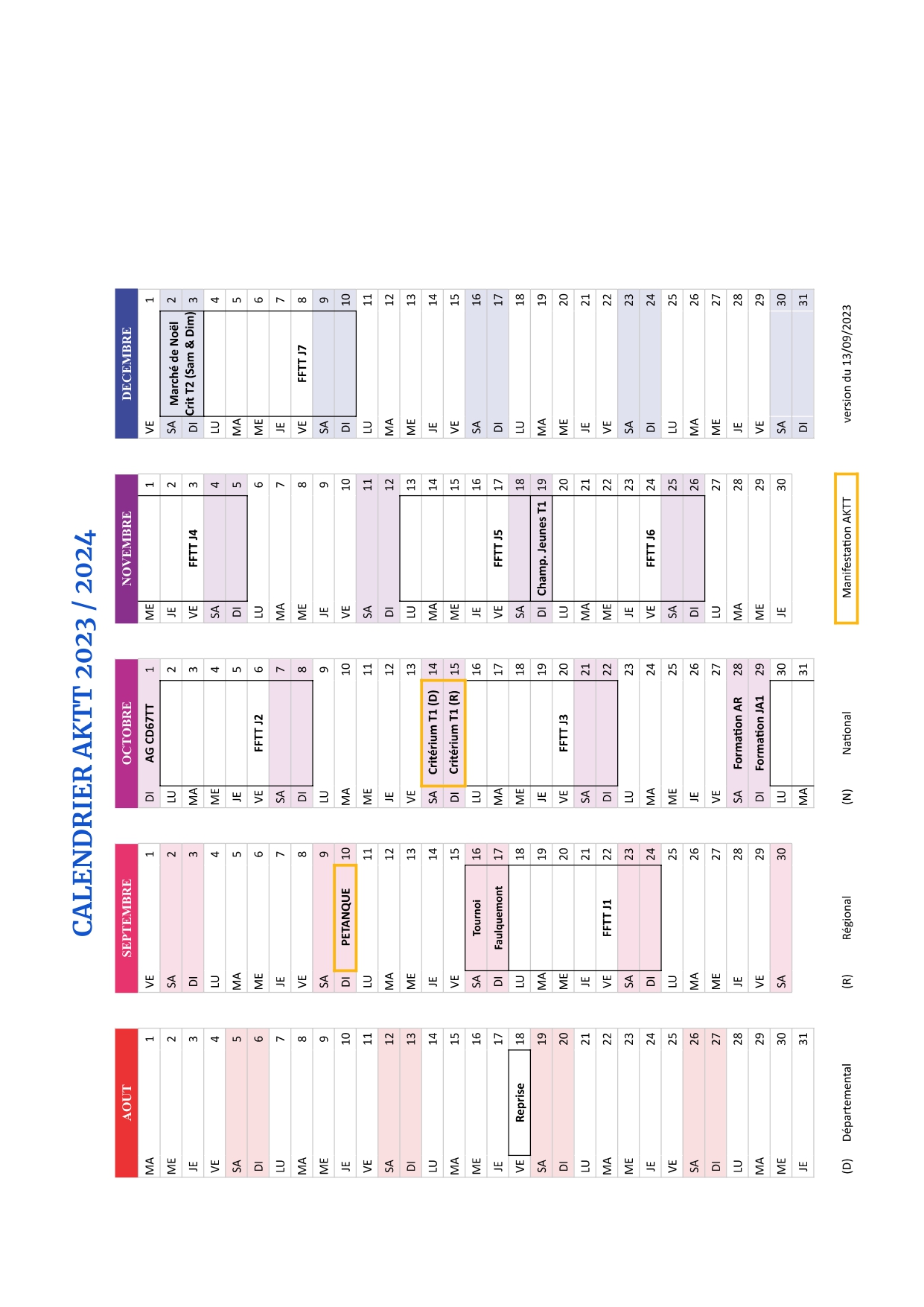 Calendrier AKTT 2023-2024 - phase 1